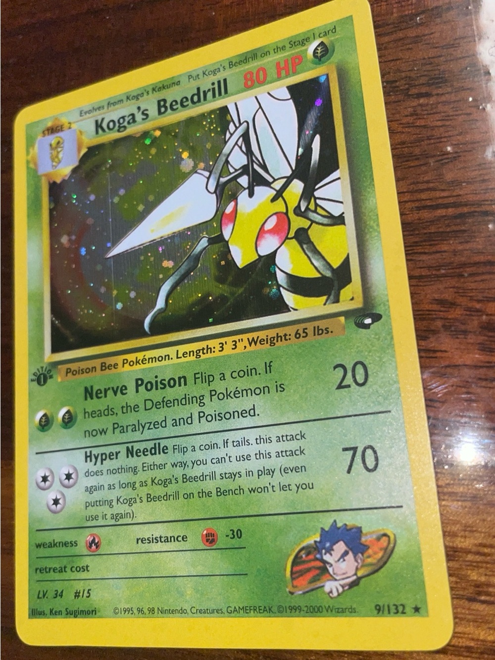 Koga's Beedrill 9/132 - 1st edition Holofoil - gym challenge - mint